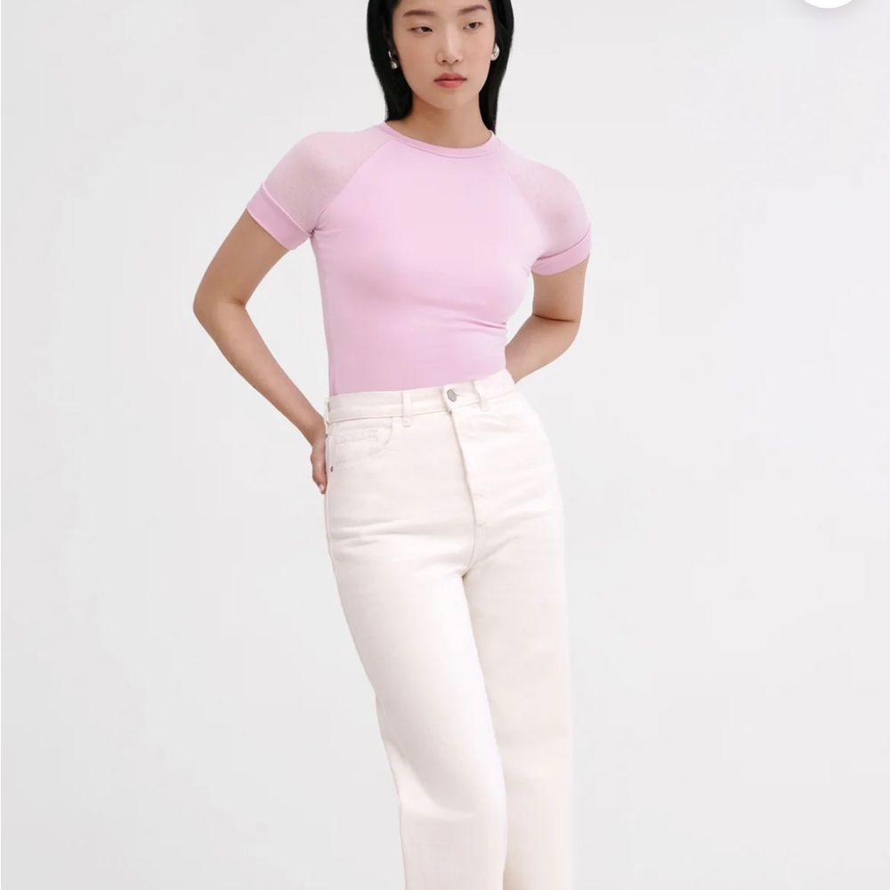 Women's Short Sleeve Crewneck Tee in Light Pink - Picture 2 of 3